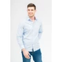 Kép 1/4 - Budmil férfi modern fit hosszú ujjú ing - világoskék - fehér kockás (S-3XL)