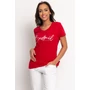 Kép 1/4 - Budmil női V nyakú póló - piros (XS-2XL)