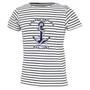Kép 1/2 - Dressa Sailor csíkos horgony mintás rövid ujjú férfi pamut póló - fehér (S-3XL)