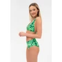 Kép 3/5 - Budmil női magasított derekú bikini alsó - zöld levél mintás