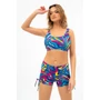 Kép 1/4 - Budmil női bikini short - sötétkék - színes mintás
