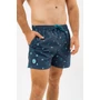 Kép 2/4 - Budmil férfi beach short fürdőnadrág - sötétkék - türkiz mintás