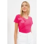 Kép 1/4 - Budmil női karúsított fazonú póló - pink