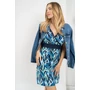 Kép 5/6 - Budmil női karcsúsított ruha - kék levél mintás