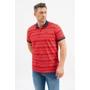 Kép 1/4 - Budmil férfi galléros póló - piros - sötétkék csíkos