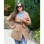 Kép 1/2 - Derekán köthető bézs velúrkabát (M-XL)