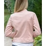 Kép 5/7 - Kerek galléros rózsaszín velúrkabát (M-XL)