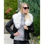 Kép 2/6 - Bélelt fekete bőrkabát fehér prémmel (S-XXL)