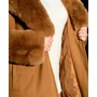 Kép 4/4 - Szőrme galléros fahéj hosszú velúrkabát (S-XL)
