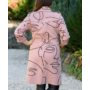 Kép 2/4 - Mintás hosszú rózsaszín kabát (M-L)