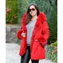 Kép 6/9 - Bundás piros hosszú kabát (S-XXL)