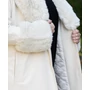 Kép 4/6 - Szőrme galléros krém hosszú velúrkabát (S-XL)
