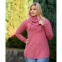 Kép 1/2 - Hosszított mintás korall pulóver sállal (M/L-L/XL)