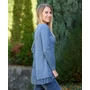 Kép 1/3 - Csipkés aljú hátul kötős kék kötött pulóver (S/M-L/XL)