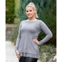 Kép 1/2 - Csipkés aljú hátul kötős szürke kötött pulóver (S/M-L/XL)