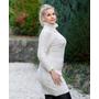 Kép 2/2 - Önmagában mintás kötött fehér garbós ruha (M-XL)