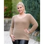 Kép 1/2 - V-nyakú szőrmés barna pulóver (M-XL)
