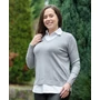Kép 1/2 - Nagy méretű ingbetétes szürke kötött pulóver (M/L-XL-XXL)