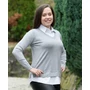 Kép 2/2 - Nagy méretű ingbetétes szürke kötött pulóver (M/L-XL-XXL)