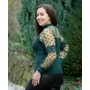 Kép 2/2 - Tüll ujjú felül tüllös kötött zöld felső (S/M-L/XL)