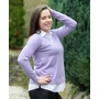 Kép 2/2 - Nagy méretű ingbetétes lila kötött pulóver (M/L-XL-XXL)