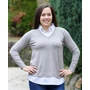 Kép 1/2 - Nagy méretű ingbetétes barna kötött pulóver (M/L-XL-XXL)