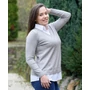 Kép 2/2 - Nagy méretű ingbetétes barna kötött pulóver (M/L-XL-XXL)