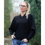 Kép 2/3 - Denevér ujjú V-nyakú fekete kötött felső (S/M-L/XL)