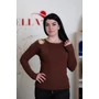 Kép 1/3 - Arany láncdíszes barna felső (S/M-L/XL)