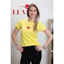 Kép 1/4 - Szívecske mintás sárga póló (S/M-L/XL)