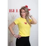 Kép 2/4 - Szívecske mintás sárga póló (S/M-L/XL)